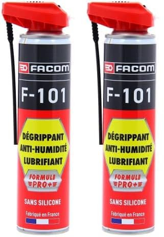 Facom Dégrippant-Lubrifiant Anti-Humidité F-101, Formule Pro+ sans Silicone, Diffuseur Multipositions, 300 ML (Lot de 2)