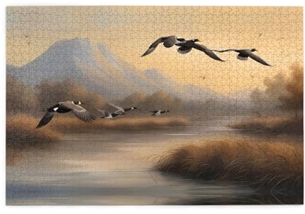 Holzpuzzle 1000 Teile WZYWHJ Jagd fliegende Wildenten Muster für Erwachsene und Kinder, perfekt für Familienspaß, Stressabbau