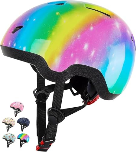 Lyefancy Barnhjälm för 1-8 år, småbarnshjälm för spädbarn baby, tryckt karaktär barn cykelhjälm för pojkar flickor, barnhjälmar för cykling skoter skateboard skridskoåkning (regnbåge, XS (45-50 cm)