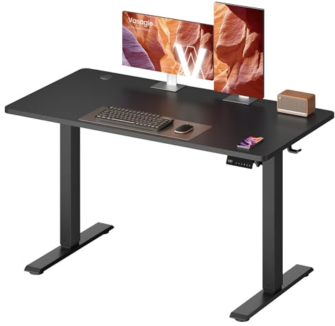 VASAGLE Electric Standing Desk, Height Adjustable Desk, Sedentary Reminder, 4 Memory Heights, for Home Office, 120 x 60 cm, Ink Black LSD312BZ01
