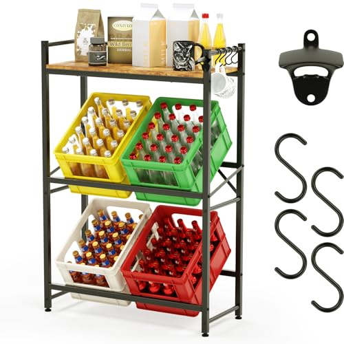 COXIVIZE Estantería para cajas de bebidas con estante para 6 cajas, 32D x 79 W x 118 H cm, estantería para cajas de bebidas, estantería para cajas de bebidas, estantería para cajas de agua, estantería