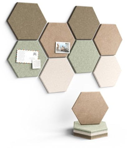 Dermalyx 8 paneler Hexagonal filt Pinnwand set, komplett med häftstift och band, skymning linnedesign, alternativ till traditionell väggdekoration
