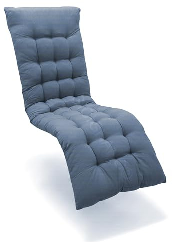 Sicignano Cuscino per Sdraio Zero Gravity 160x52 cm Blu, Cuscino Trapuntato per Relax Esterno con Imbottitura Ergonomica, Supporto Ottimale Schiena e Collo Giardino