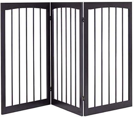 COSTWAY Barrera de Puerta de Seguridad Bebé Niño Rejilla para Perros Puerta Escalera Protección Flexible Plegable Madera Maciza Marrón