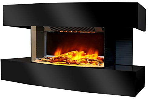 CHEMIN'ARTE Elektrokamin - Lounge medium 2000W - Schwarz - WandKamin - mit Fernbedienung - LED-Flammeneffekt