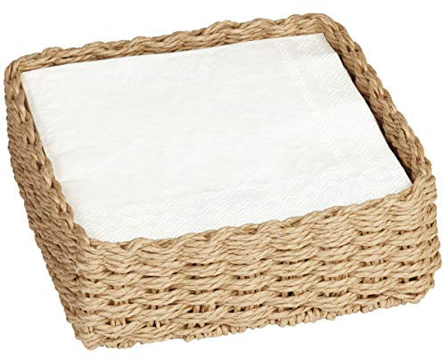 IHR Porte-serviettes en papier style rotin beige – Peut contenir 40 serviettes de table