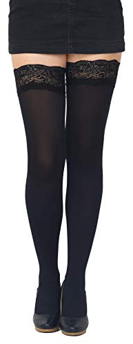 SENTELEGRI Colourful Opaque 40 Denier Microfibre Hold Ups Stockings, Sizes S-XXL (XLarge, Black)