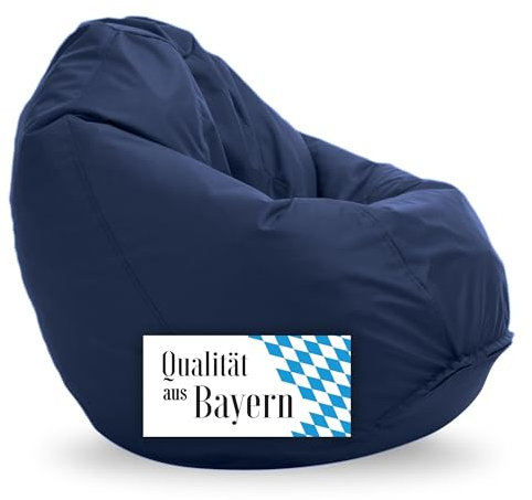 Bruni Pouf Classico M bleu - Pouf avec sac intérieur, pour jouer et lire - Housse amovible - Perles en polystyrène de qualité alimentaire - Fabriqué en Allemagne