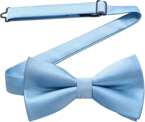 HISDERN Papillon Uomo Azzurro da Matrimonio già Annodato e Regolabile Eleganti Cravatta a Farfalla in Tinta Unita Farfallino da Smoking