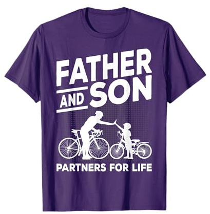 Cycling Father and Son Bicycle Riding Dad and Boy Gift T-Shirt