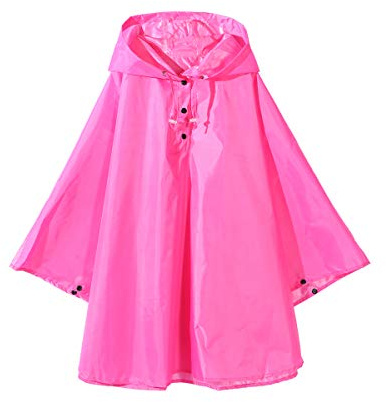 Poncho Pluie Enfant Ultra Léger Couleur Unie Cape Veste de Pluie Manteaux Imperméables avec Capuche pour Garçon Fille
