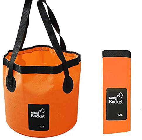 KAHEIGN Folding Water Bucket, 12L Portable Collapsible Bucket Camping Storage Container Wash Basin for Traveling Hiking Fishing Boating Gardening Car Washing (24 x 25cm)