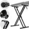 CAHAYA Adjustable Keyboard and Panio Stand Heavt Duty Double X Style Gigital Electric Paino Stand with Locking Straps for 61 76 88 Keys, Model CY0245