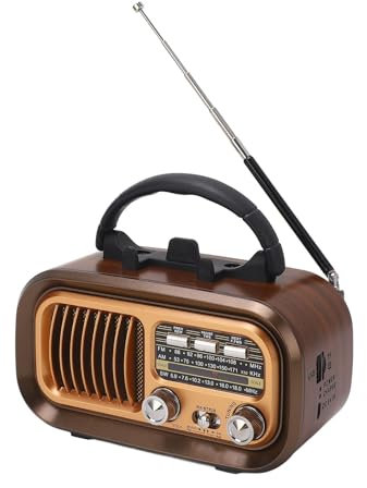 Haut-Parleur Radio Rétro Portable, Radio Vintage Bluetooth Multifonctionnelle avec Support de Téléphone, Radio FM AM SW 3 Bandes Style Classique à L'ancienne pour la Maison,
