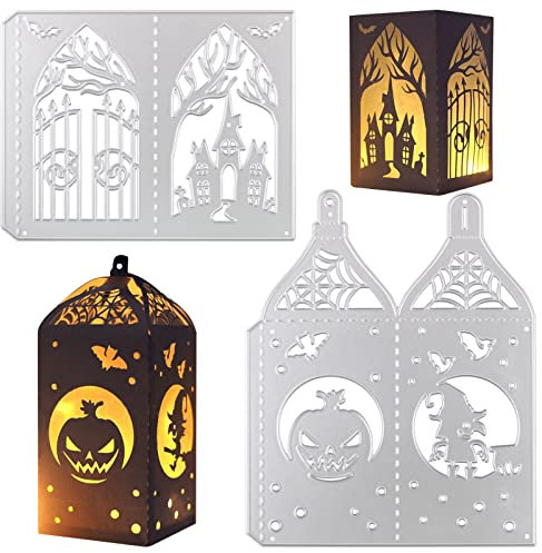 2 Stück Stanzschablonen Halloween Kürbis Hexe Kürbislaterne 3D Stanzformen Prägeschablonen Schablonen Cutting Dies für DIY Scrapbooking Handwerk
