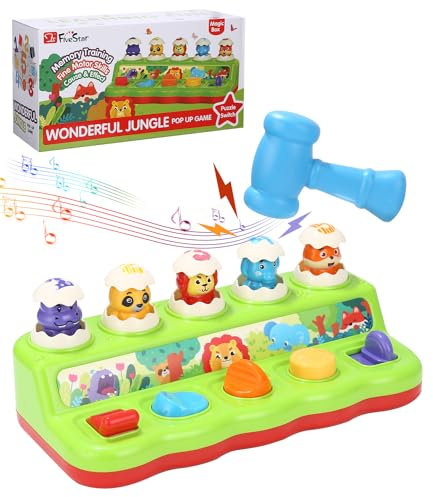 Zawaer Jouet pour Bébé 1 an,Jouet Pop up,Jouet Montessori avec Musique et Lumières pour Enfant 1 2 3 4 Ans Fille Garçon,Jouets Interactifs Bébé Tout-Petit Cadeaux pour Les Cadeaux D'anniversaire Noël.