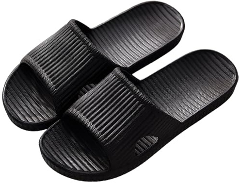 Czgcpyc Sandales de Douche, Pantoufles de Douche Antidérapantes Sandales de sol Intérieures et Extérieures Chaussures de Bain en Mousse Souple Unisexe, EU 37/38, Noir