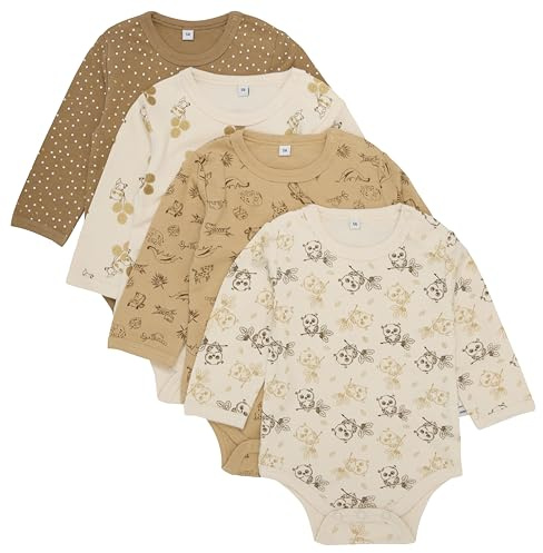 PIPPI Unisex Baby Body LS AO-printed (4-pack) Formender Body, TRUE, 80