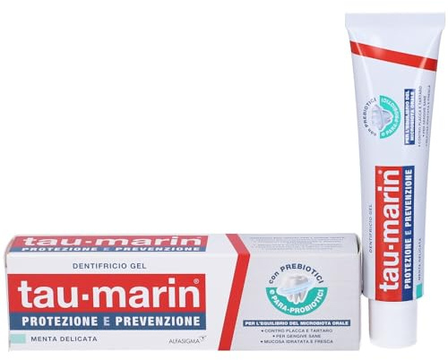 tau-marin Dentifricio, con prebiotici e para-probiotici che supportano l’equilibrio del microbiota della bocca, mantiene fresca, idratata e protetta la mucosa orale, Gusto Menta Delicata, 75 ml