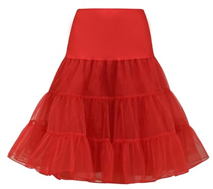 Wikoan Reifkjol underkjol kort kjol dam för rockabilly 50-talet rockabilly kjol tyllkjol röd M, röd, M