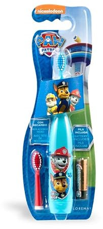 Paw Patrol Battery Powered Toothbrush for Kids – Soft & Zig-Zag Bristles for Superior Cleaning, Gentle on Teeth & Gums, Easy-Grip Handle, Includes Replacement Head & Battery, Ages 3+
