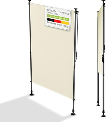 Juskys Store Vertical Barbados 120x310 cm - Store à Pince Extensible, Protection Solaire & Visuelle, Résistant aux Intempéries & UV, Déperlant - Beige