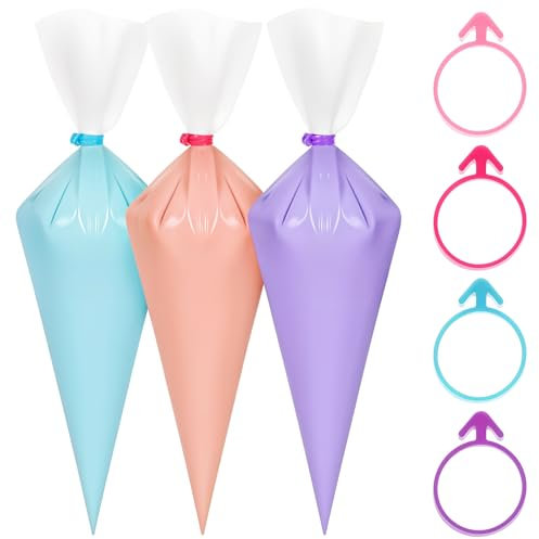 80 fascette per sac à poche riutilizzabili, fascette in silicone per sac à poche, per decorare sacchetti di torte, fascette adatte per cupcake, biscotti e pasticceria (4 colori)