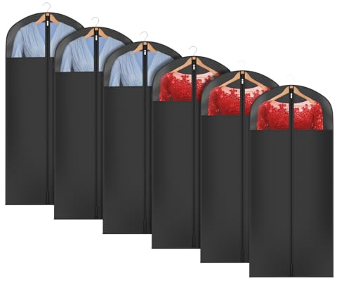 KEEGH Sacchetti per abiti da uomo da 137,2 cm (set da 6), borse per abiti da appendere, borse per abiti da armadio o ravel, copertura per abiti e cappotti con finestra trasparente e tasca per