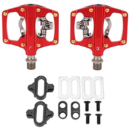 Meroca Plataforma de Doble Cara Pedal Pedal SPD Mountain Bike Bicicleta Pedales sin Clip con Tacos (Red (Boxed))