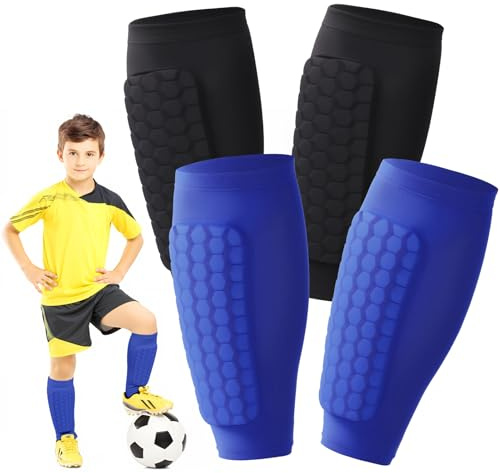 2 Paare Schienbeinschoner Kinder Fussball,Schienbeinschoner Kinder,Schienbeinschoners Socken für Fußball,Basketball,Radfahren,Klettern,S