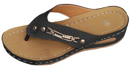 Tongs en cuir pour femme - Sandales orthopédiques pour femme - Sandales à talon légères et confortables - Semelle intérieure douce - Anti-transpiration - Chaussures d'extérieur pour femme