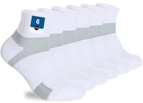 PERMANENTLY001 calzini a un quarto tennis sportivi calze uomo donna bassi calzino traspiranti cotone imbottiti scursioni tennis corsa pickleball pallavolo basket 38-43 Bianchi M 6P