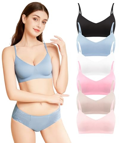 Power Flower Pack de 6 Sujetadores Deportivos para Mujer, Sujetadores de Yoga Sin Costuras con Almohadillas Removibles, Diseño de Tirantes Cómodo, Tallas S-XL (3007, L-XL)