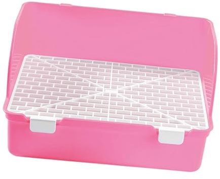 JISADER Small Cat Litter Box for Rats, Square Corner Litter Box, Easy to Clean, Potty, Toilet Training Tray for Small Animals, Rodents, Pink
