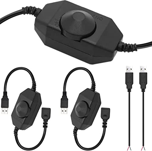 HAAMNING7 LED-remsor, ljusströmbrytare, USB-hona till hane-kabel med dimbar, roterande strömbrytare, styrenhet, 5 V LED, rep, ljusströmbrytare, justerbar strömbrytare, 2 st