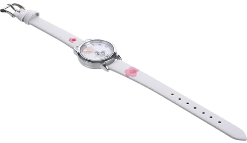CONGARTENO Orologio da Polso al Quarzo per Bambina Cinturino in Pelle Pu Bianco e Motivo Gattino Cartone Animato, Regalo per Ragazze Precise alla Moda Colore Casuale