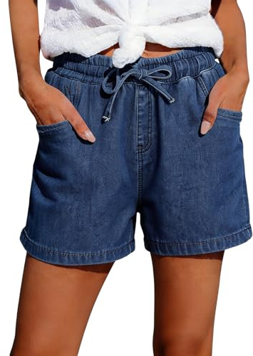 Dam jeans shorts bomull vardaglig dragsko elastisk midja shorts sommar stretch heta byxor