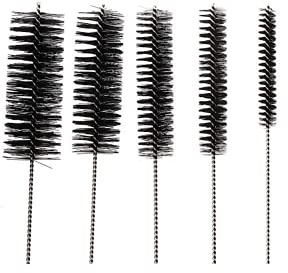 10 Tube Cleaning Brush Set, 5 Pack Large, Extra Long Nylon Straw Brushes with Flexible Handles for Bottles, Cleaning Straws, Pipe Cleaners, Keyboard, Glass, Guns, Detailing and Deep Cleaning, Black