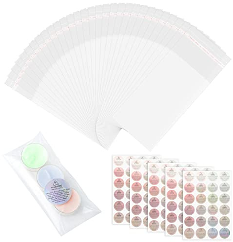 120 Pcs Wax Melts Packaging, Packaging Bags for Soap, Sweet, Jewelry | 2.75x7In, Include 120 Pcs Candle Warning Labels Stickers, Self-Seal Clear Opp Bags for Wax Melts, Soap, Sweets and Gifts