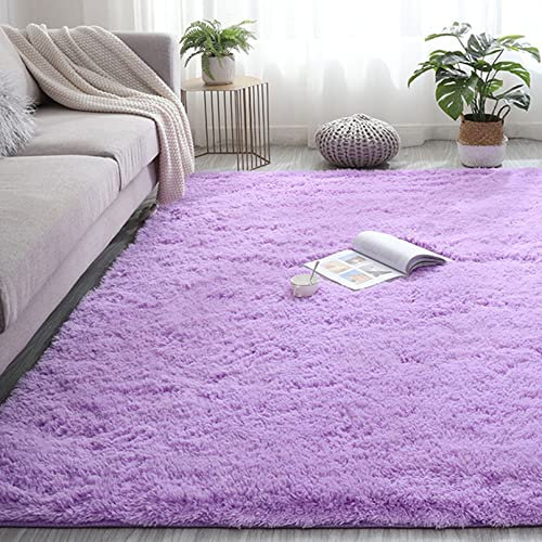 CHBIN Shaggy 80x200cm Hochflor Teppich Teppiche Modern Outdoor Carpet rutschfeste Unterseite Weiche für Wohnzimmer Kinderzimmer Schlafzimmer Flur Läufer, Lila