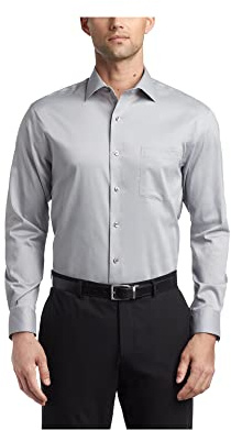 Van Heusen Dress Shirt Regular Fit Ultra Wrinkle Free Flex Collar Stretch Solid Camicia Elegante, Nebbia Grigia, 43 cm-44 cm Collo 91 cm-94 cm Manica Uomo
