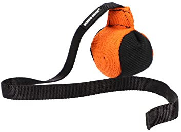 Dingo Gear Trainings-Spielzeug Bäll 9 cm Schwarz-Orange mit Griff 65 cm French-Material Nylcott Training Spiel Apport IGP Obedience S02814