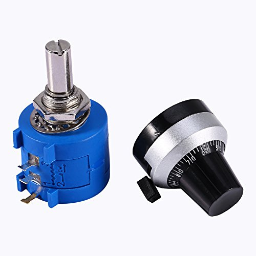 Jadeshay Potenciómetro,10k Ohm Potenciómetro de Precisión Bobinado Giratorio con 10 Vueltas + Perilla 3590s-2-103l Para el Trabajo de Fábrica de la Tienda del Hogar