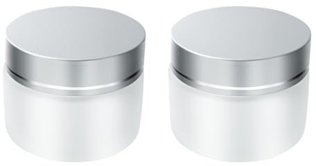 XNJIHWA 2 contenitori vuoti per cosmetici, 50 ml/50 g, in vetro smerigliato, trasparenti, ricaricabili, con coperchi a vite argentati e fodere bianca, per crema viso e lozioni