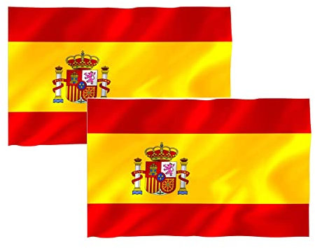 Super Mundo - 2 drapeaux d'Espagne pour extérieur et intérieur 90 x 150 cm, 2 drapeaux nationaux espagnols (90x150 cm)