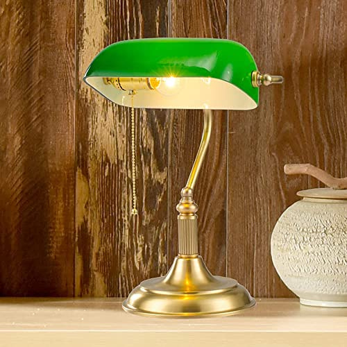 Lampe de banquier Vintage en Laiton, Lampe de Table Antique Classique Art déco, Lampe de banquier rétro en Verre doré et Vert, éclairage intérieur E27, lumières, Lampes, Salon Change for The Better