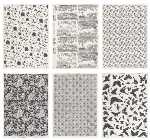 WEBEEDY 6 Stile Unterglasur-Transfers Keramik-Abziehbilder Blumen-Thema Porzellan-Keramik-Ton Glasur-Transferpapierbögen Für Töpferkunst Überglasur-Emaille-Aufkleber Wasserrutsch-Aufkleber