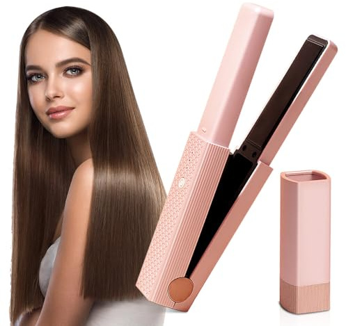 HOVCEH Plancha Para El Cabello, Plancha De Pelo Inalámbrica Portátil, Mini Plancha De Pelo 2 En 1, Plancha De Pelo Sin Cable Con Carga Usb-C