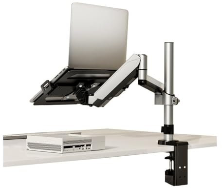 Monitor Stand Adjustable Laptop Desk Arm with Clamp and Grommet Base,2 in 1 Laptop Desk Mount with Tray for 17-32 Monitor and 12-17 Laptop, Holds 19.8 lbs, Fully Monitor Arm