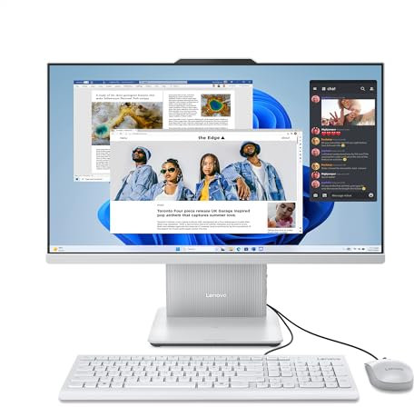 Lenovo IdeaCentre Computer desktop All-In-One, Display 24 FHD, Intel Core i3-1315UH, 512GB SSD, RAM 8GB, Base ricarica smartphone wireless, Speakers, WiFi 6, Windows 11 H, Mouse + Tastiera